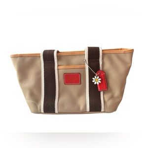 Vintage Nylon Coach Beige and Brown Tote